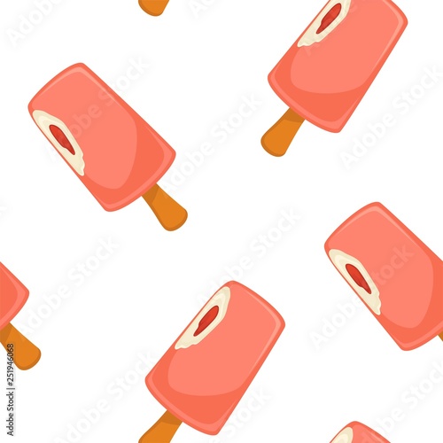 Ice cream pink strawberry vector seamless pattern