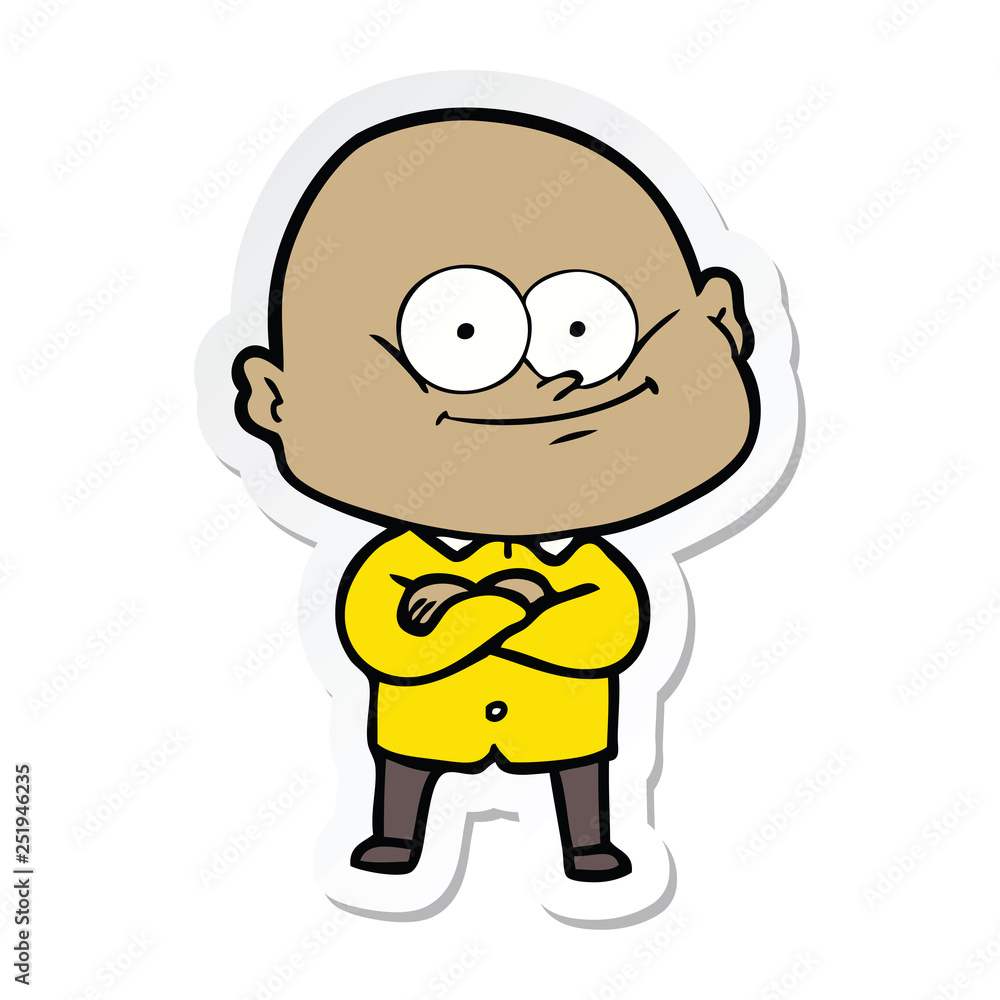 sticker of a cartoon bald man staring sticker of a cartoon bald man staring