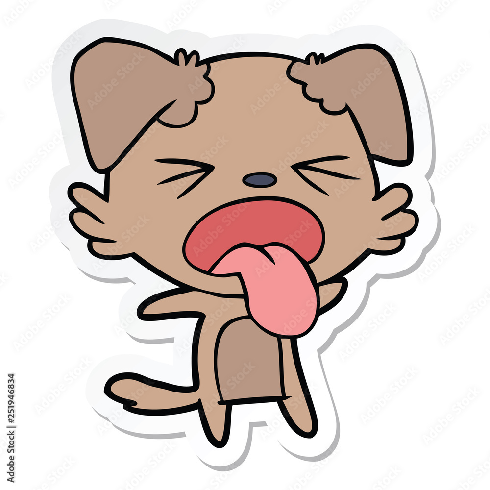 sticker of a cartoon disgusted dog sticker of a cartoon disgusted dog