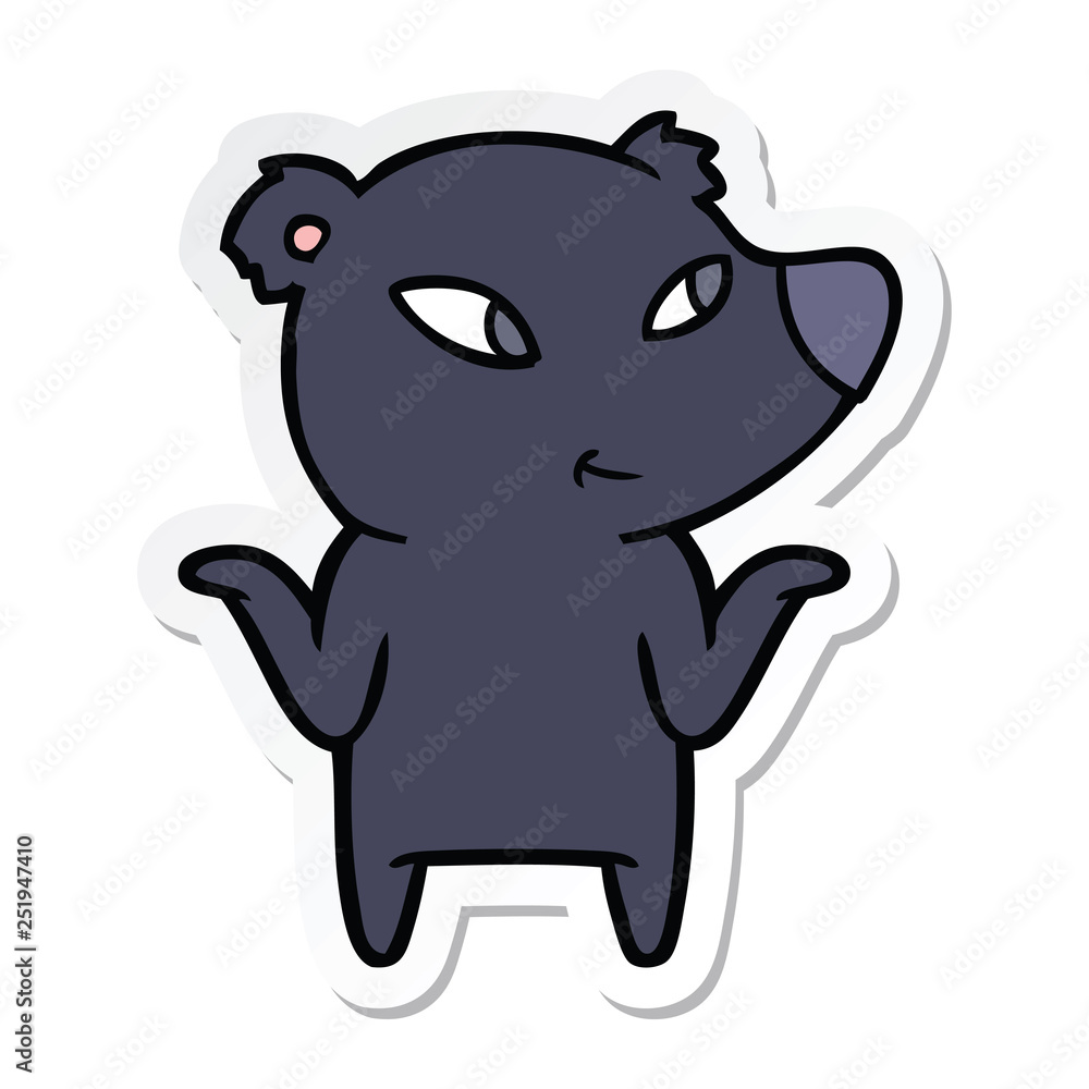 sticker of a cute cartoon bear shrugging shoulders sticker of a cute cartoon bear shrugging shoulders
