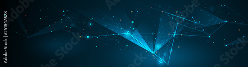 Abstract Molecules banner with line, geometric, polygon. Vector design network background. Modern science, chemistry technology concept for website, business, web banner, template or brochure