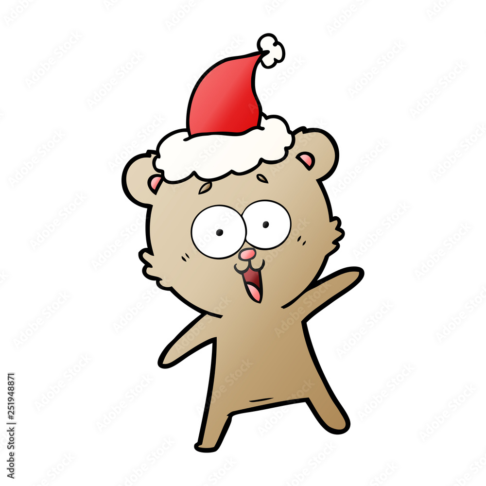 laughing teddy bear gradient cartoon of a wearing santa hat laughing teddy bear gradient cartoon of a wearing santa hat