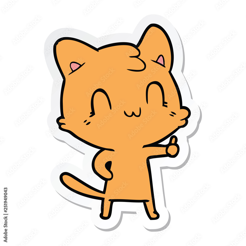 sticker of a cartoon happy cat sticker of a cartoon happy cat