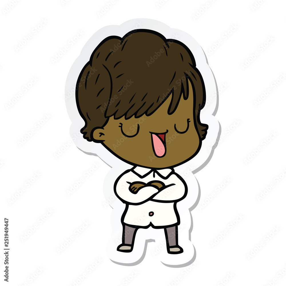 sticker of a cartoon woman talking