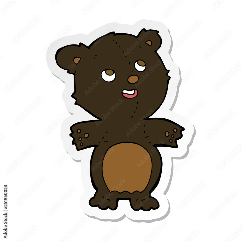 sticker of a cartoon happy little black bear sticker of a cartoon happy little black bear