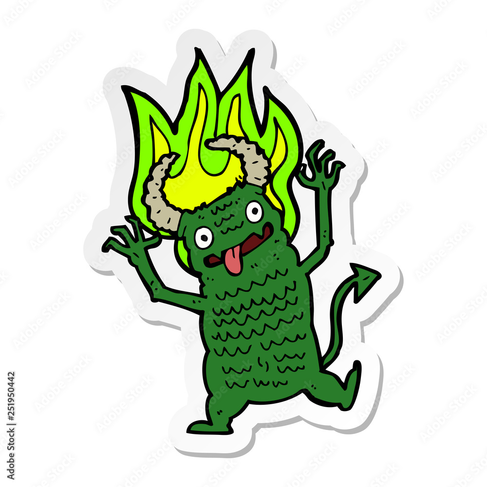 sticker of a cartoon demon sticker of a cartoon demon
