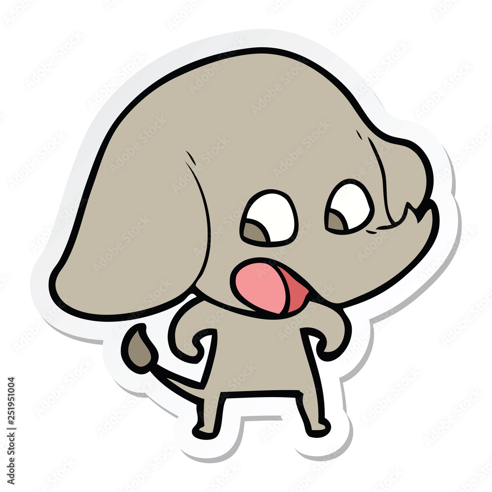 sticker of a cute cartoon elephant