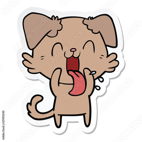 sticker of a cartoon panting dog