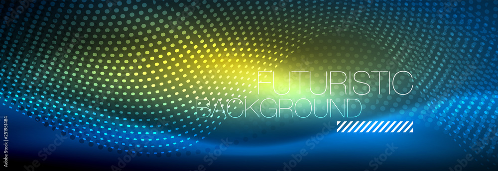 Glowing abstract wave on dark, shiny motion, magic space light. Vector techno abstract background Glowing abstract wave on dark, shiny motion, magic space light. Vector techno abstract background
