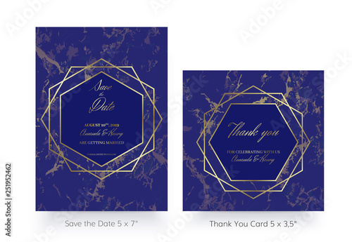 Invitation card template of gold geometric design