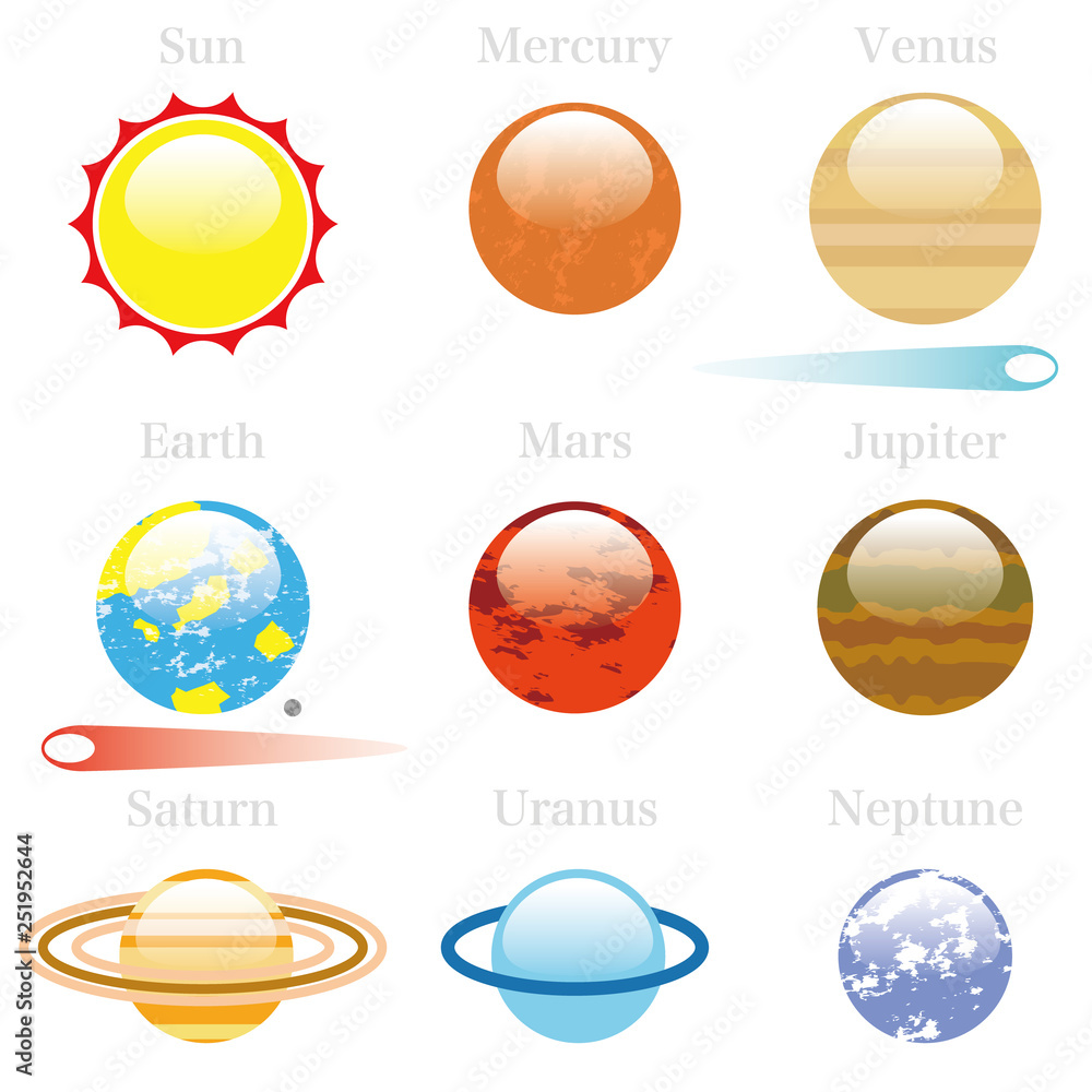 太陽系惑星のイラストアイコン Solar System Icon Stock Vector Adobe Stock