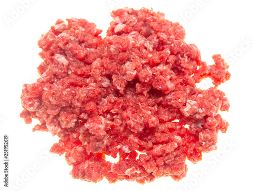 fresh minced meat on a white background
