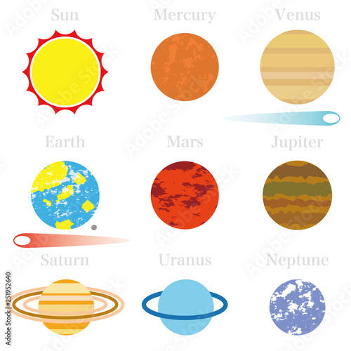 太陽系惑星イラストアイコン フラットデザインver Solar System Flat Design Stock Vector Adobe Stock 太陽系惑星イラストアイコン フラットデザインver Solar System Flat Design Stock Vector Adobe Stock
