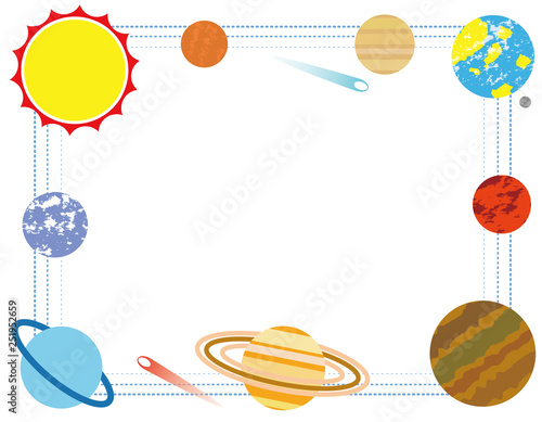 太陽系惑星フレーム2 フラットデザインver Solar system Flat design