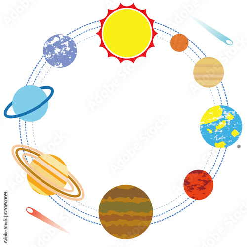 太陽系惑星フレーム１ フラットデザインver  Solar system Flat design