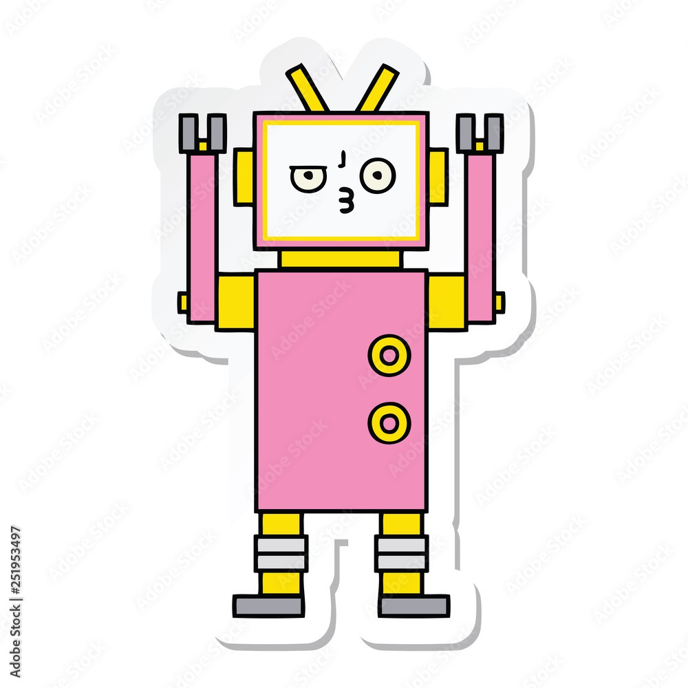 sticker of a cute cartoon robot sticker of a cute cartoon robot