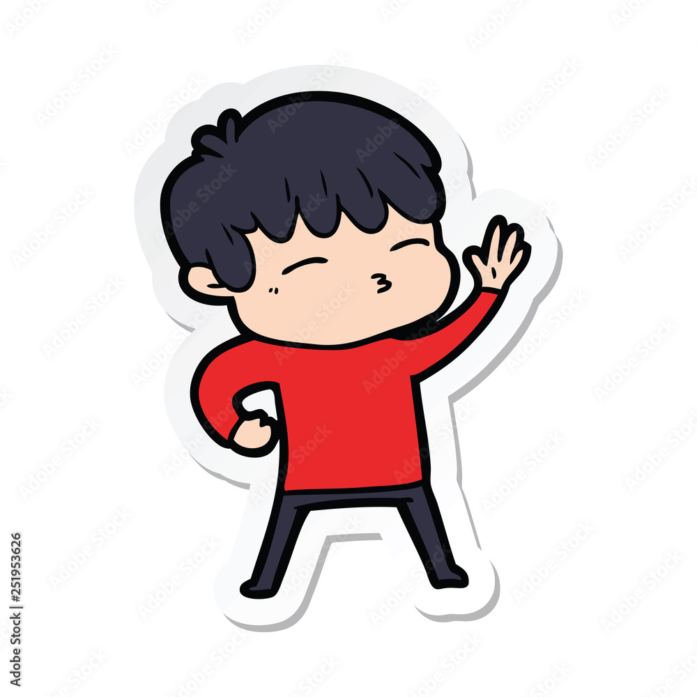 sticker of a cartoon curious boy sticker of a cartoon curious boy