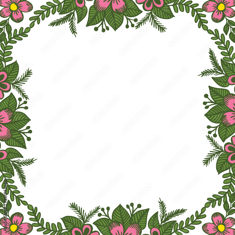 Naklejka premium Vector illustration elegant colorful flower frame hand drawn