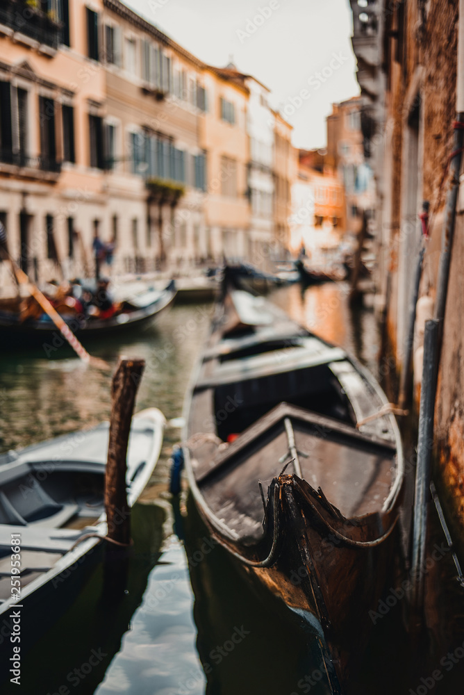 Old gondola in Venice