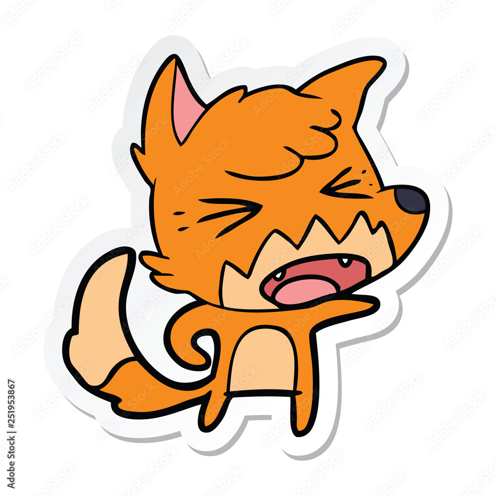 sticker of a angry cartoon fox sticker of a angry cartoon fox
