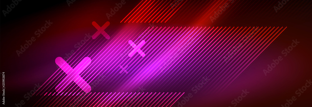 Neon glowing techno lines, hi-tech futuristic abstract background template with lines Neon glowing techno lines, hi-tech futuristic abstract background template with lines