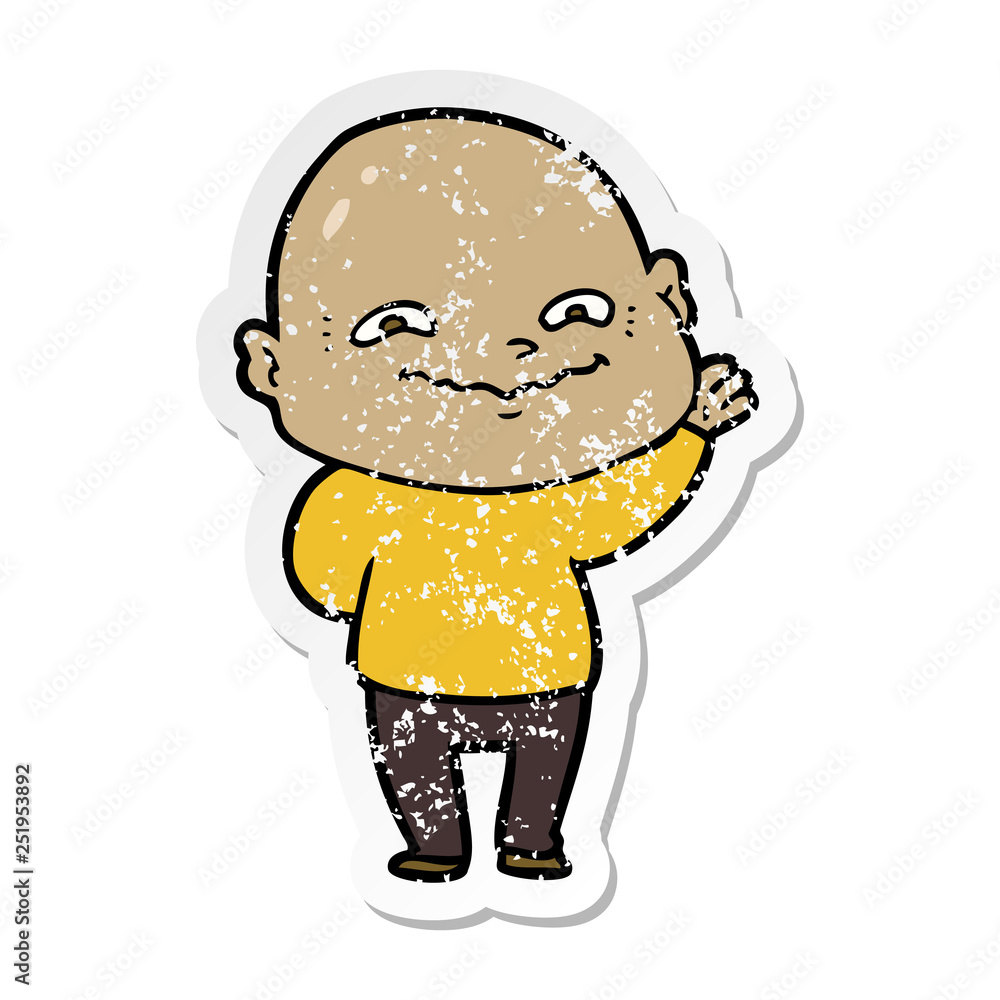 distressed sticker of a cartoon creepy guy distressed sticker of a cartoon creepy guy