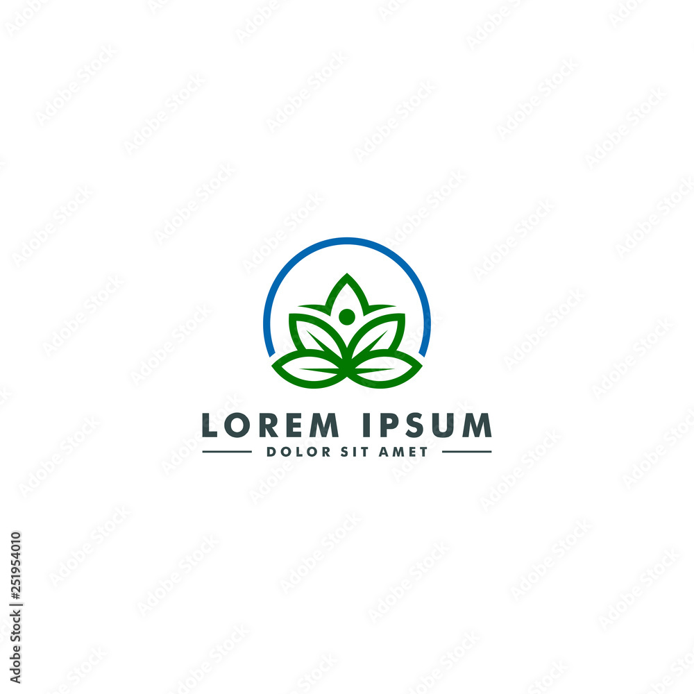 Organic leaf logo template, Abstract Cannabis icon, Marijuana design vector illustration