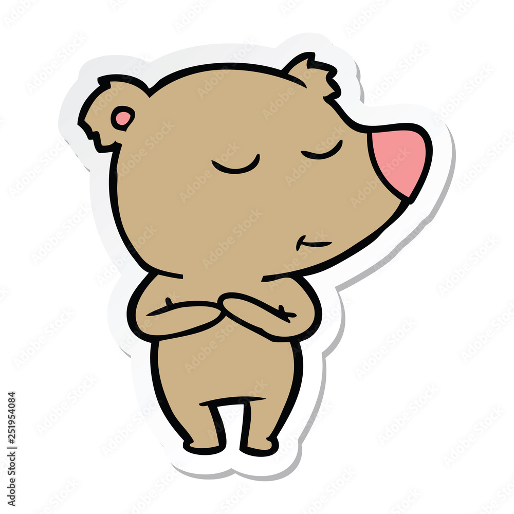 sticker of a happy cartoon bear sticker of a happy cartoon bear