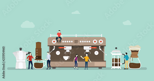 various coffee machine brew with different style and method - vector illustration