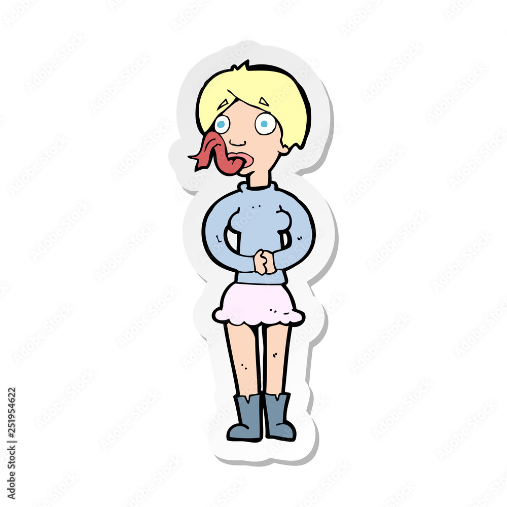 sticker of a cartoon woman with snake tongue sticker of a cartoon woman with snake tongue