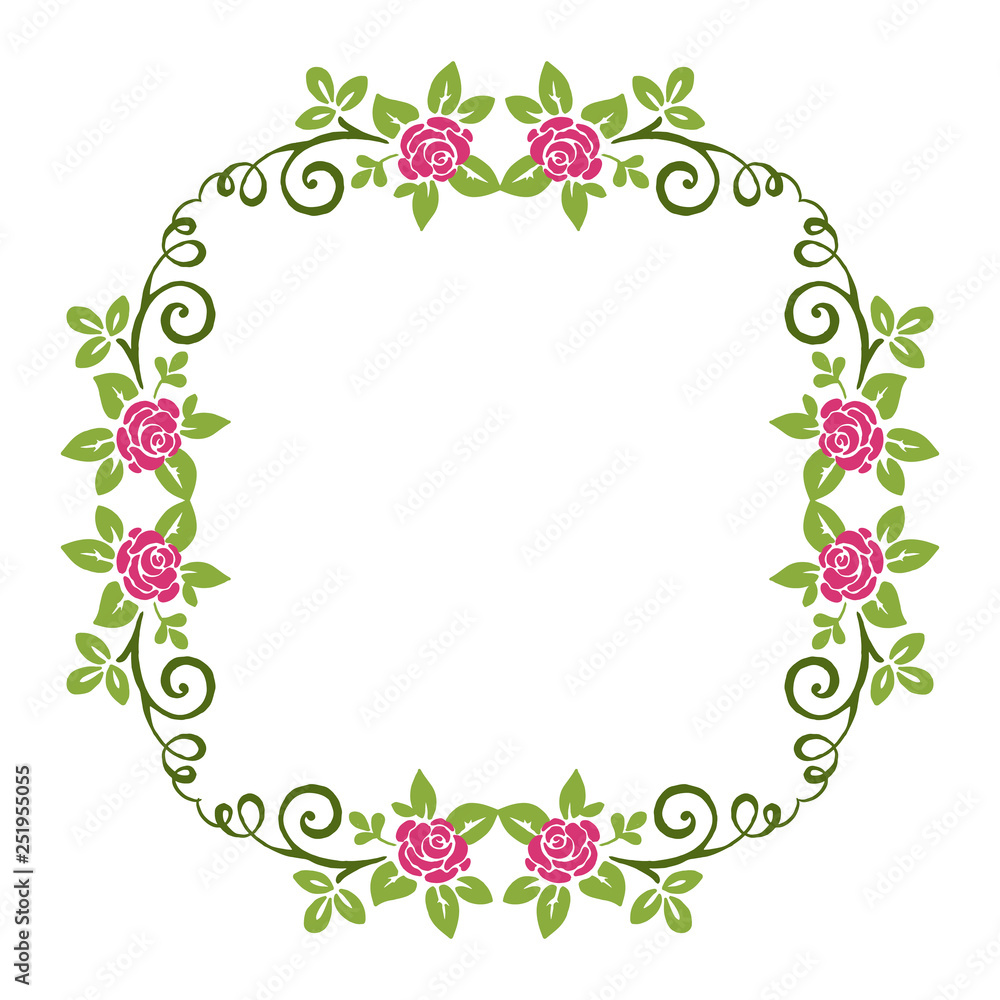 Vector illustration pink flower frame style for greeting card hand drawn Vector illustration pink flower frame style for greeting card hand drawn