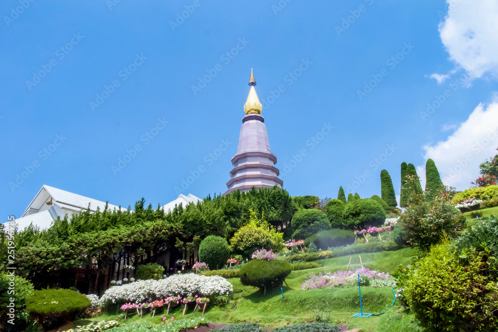 The Great Holy Relics Pagoda Nabhapolbhumisiri or Phra Maha Dhatu Nabhapolbhumisiri at Doi Inthanon National Park, Chiang Mai, Thailand. Landscape of Highest mountain in Thailand. The Great Holy Relics Pagoda Nabhapolbhumisiri or Phra Maha Dhatu Nabhapolbhumisiri at Doi Inthanon National Park, Chiang Mai, Thailand. Landscape of Highest mountain in Thailand.