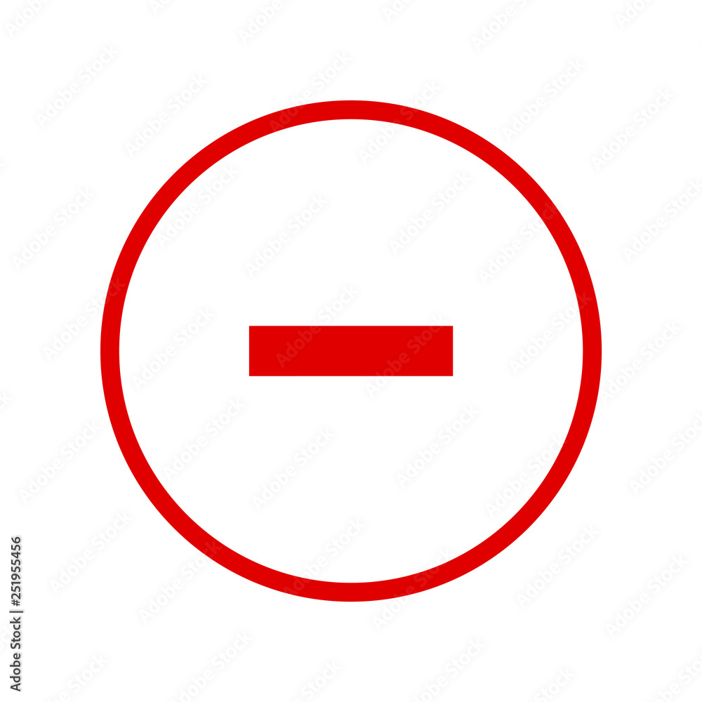 Round red minus sign line icon, button, negative symbol on white background  Stock Vector | Adobe Stock