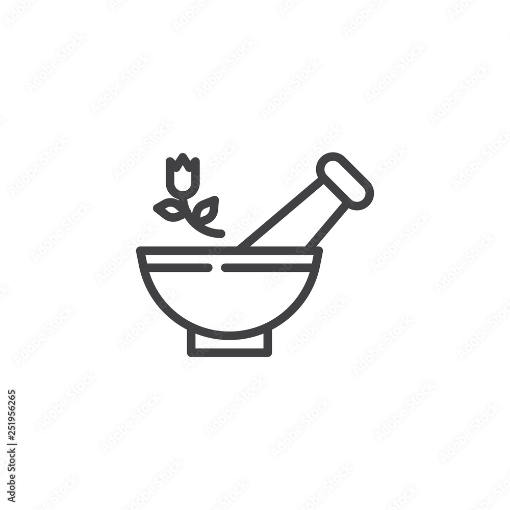 Mortar and pestle line icon. linear style sign for mobile concept and web design. Aromatherapy outline vector icon. Symbol, logo illustration. Pixel perfect vector graphics Mortar and pestle line icon. linear style sign for mobile concept and web design. Aromatherapy outline vector icon. Symbol, logo illustration. Pixel perfect vector graphics