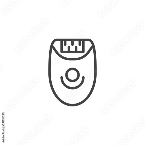 Woman electric epilator line icon. linear style sign for mobile concept and web design. Epilation and depilation outline vector icon. Skin Care symbol, logo illustration. Pixel perfect vector graphics