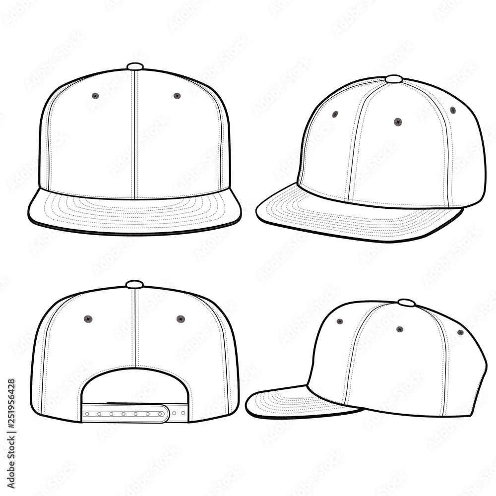 SNAPBACK Cap Fashion flat vector mockup design Stock Vector | Adobe Stock