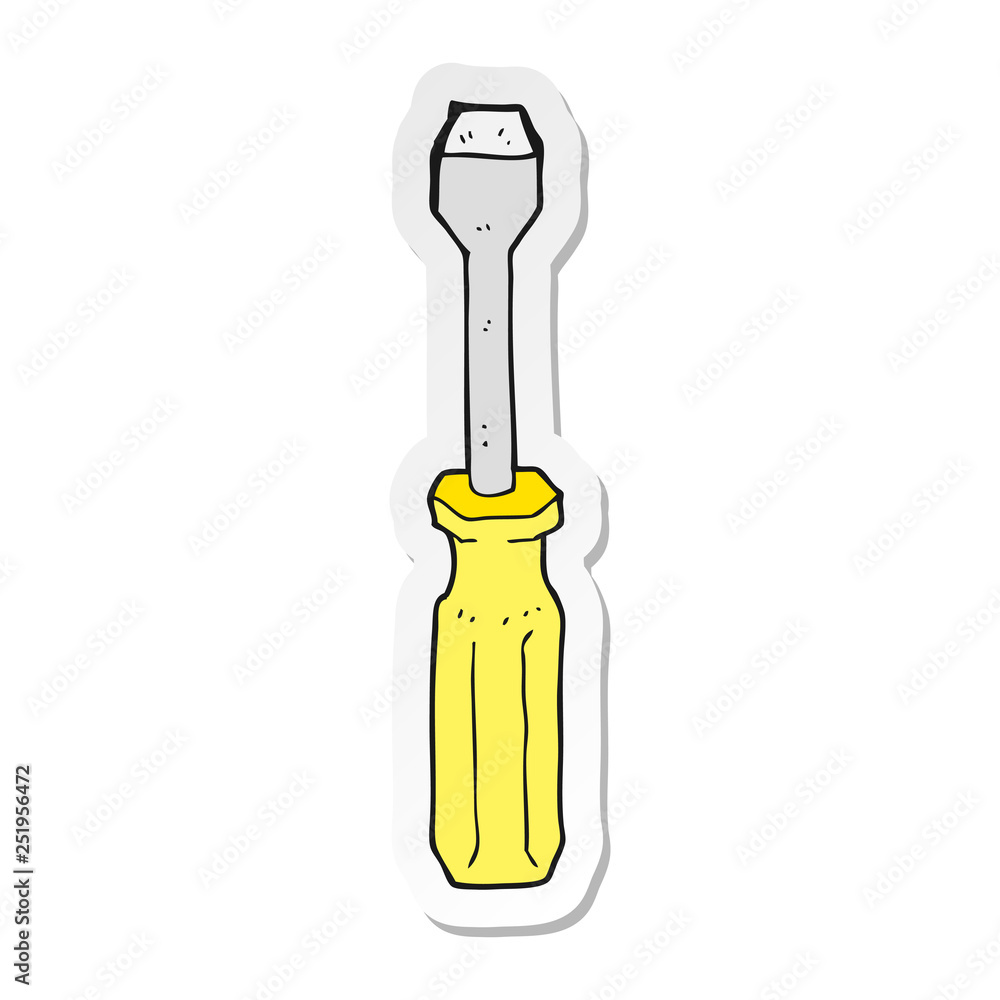 sticker of a cartoon screwdriver sticker of a cartoon screwdriver