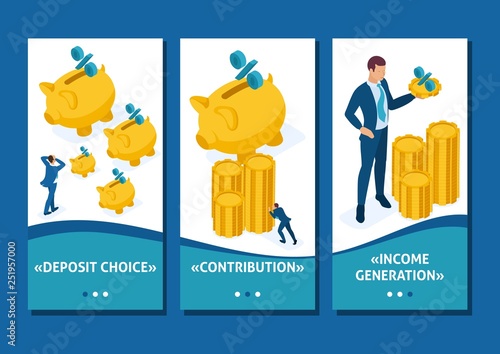 Isometric Concept of Investing in a Bank Deposit photo