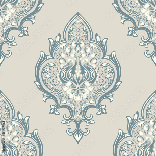 Vector damask seamless pattern element. Classical luxury old fashioned damask ornament, royal victorian seamless texture for wallpapers, textile, wrapping. Exquisite floral baroque template.