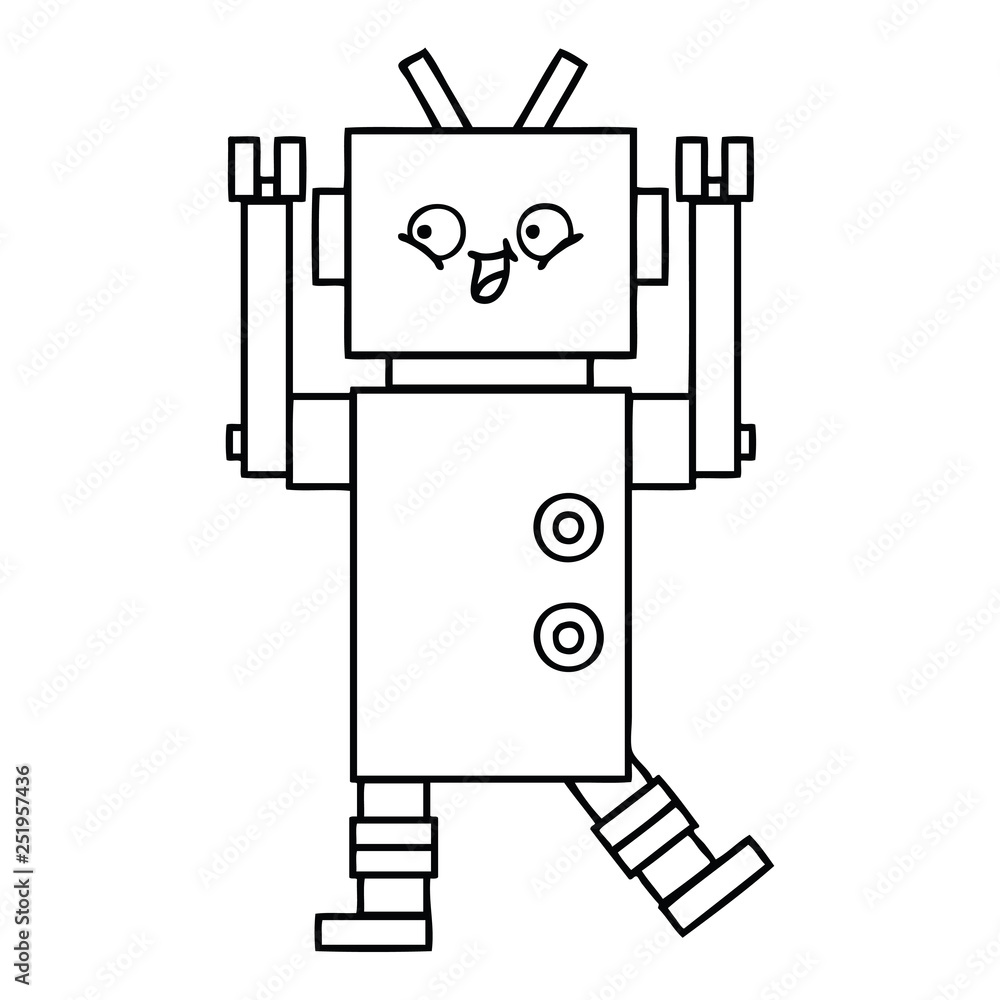line drawing cartoon robot