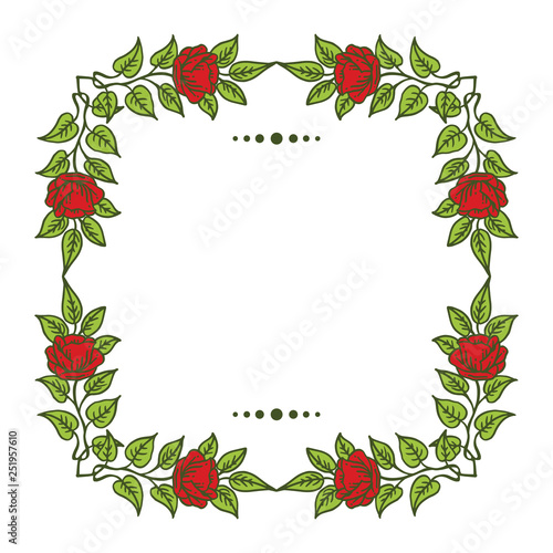 Vector illustration decoration red flower frames hand drawn
