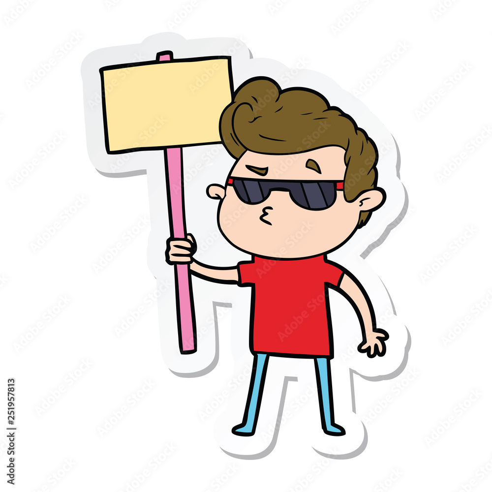 sticker of a cartoon cool guy