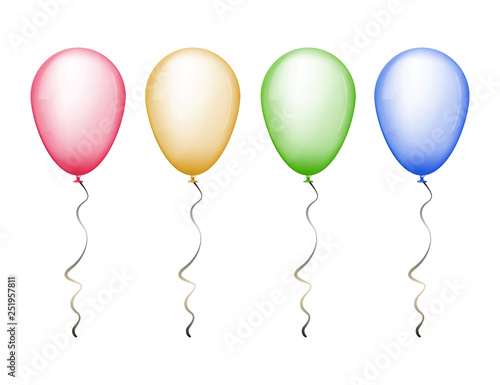 Red  yellow  green and blue balloons.