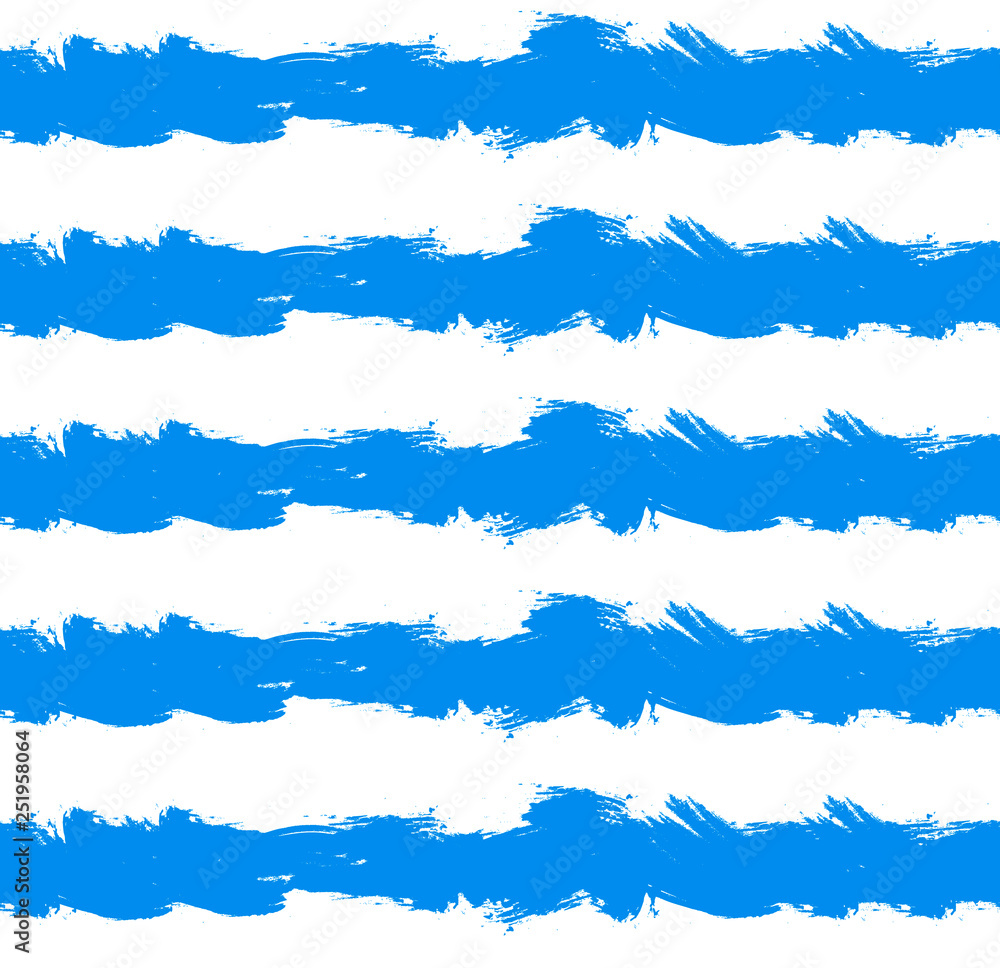 Vector Seamless Pattern, Sea, Bright Blue Brush Strokes, Hand Drawn Illustration. Vector Seamless Pattern, Sea, Bright Blue Brush Strokes, Hand Drawn Illustration.