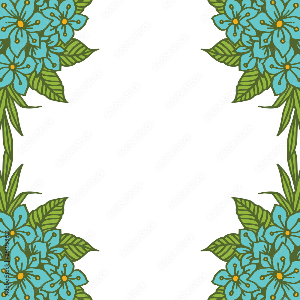 Naklejka premium Vector illustration elegant leaf floral frame hand drawn