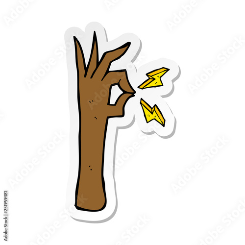 sticker of a cartoon okay hand gesture