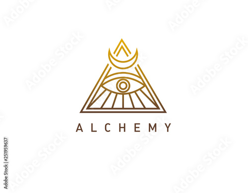 Linear logo pyramid with an isothermal eye alchemy
