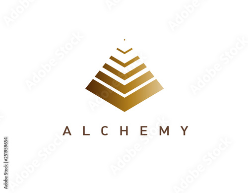 3D logo golden pyramid of esoterics