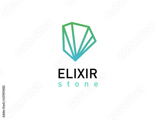 Logotype linear green crystal stone elixir
