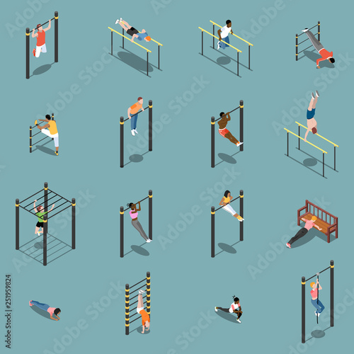 Street Workout Isometric Icons